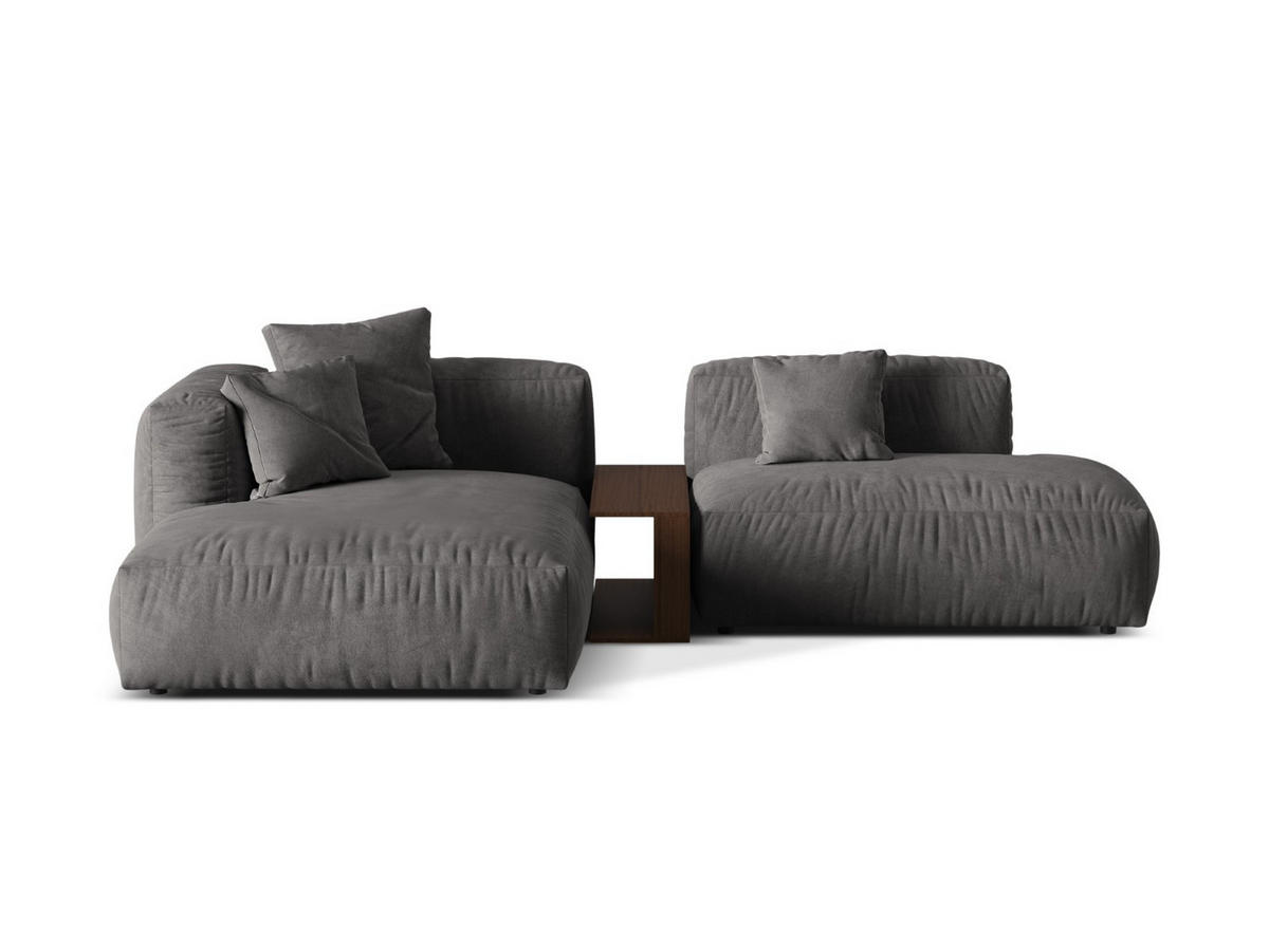 ECKSOFA modular links Martina aus Samt grau 2 Sitzplätze - Grau, Textil (176/285cm) - Micadoni