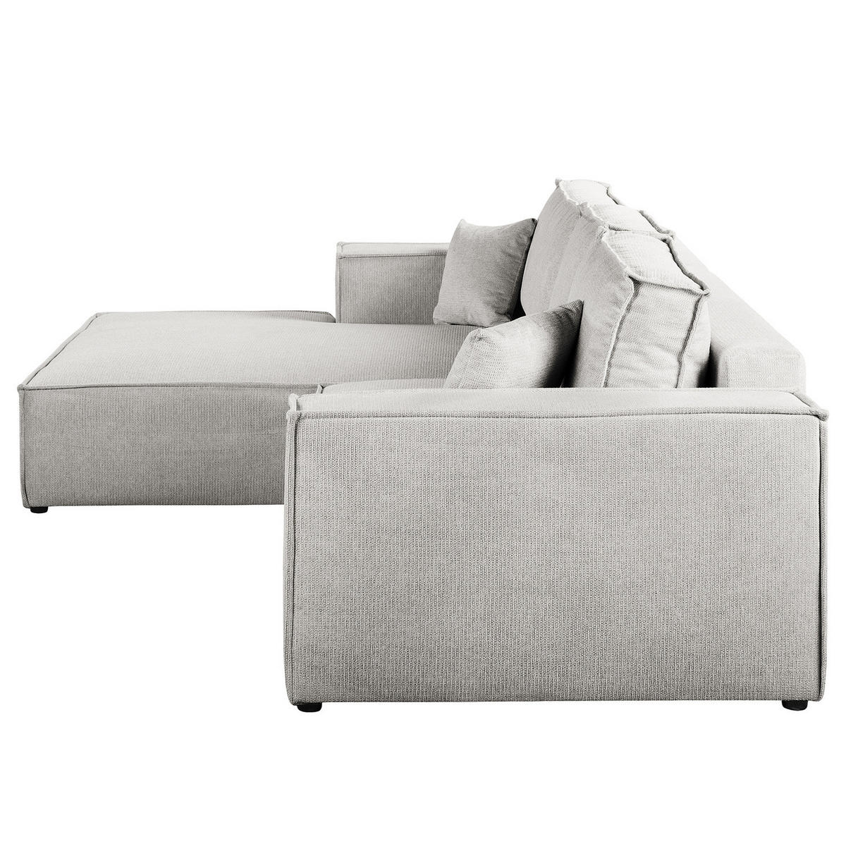 ECKSOFA mit Schlaffunktion - Longchair - Hellgrau/Schwarz, Kunststoff/Textil (294/185cm) - home24