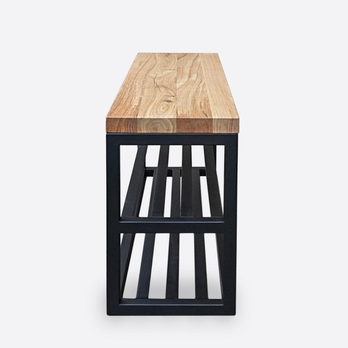 EICHENBANK mit Regal Sitz im Loft Stil für Flur HUGON III - Eichefarben, Holz (100/50/30cm) - Rawood Furniture