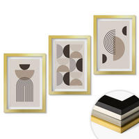 WANDBILDER 3er Set - 20x30 cm Goldrahmen - Abstrakte Minimalismusmuster - Goldfarben, Kunststoff (20/30cm) - ArtPrintCave