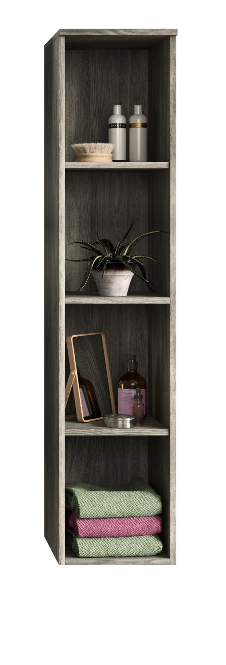 HÄNGEREGAL grau Rauchsilber 30 cm, Badezimmerregal mit 4 Fächern - Grau, Holzwerkstoff (30/136/31cm) - Inn.Furn