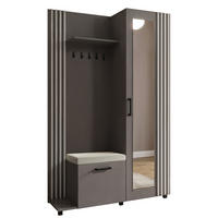 GARDEROBE Neli mit Lamellen und Spiegel, links, grau, weiß - Weiß/Grau, Kunststoff (79/207/42cm) - Margaret Hadas24