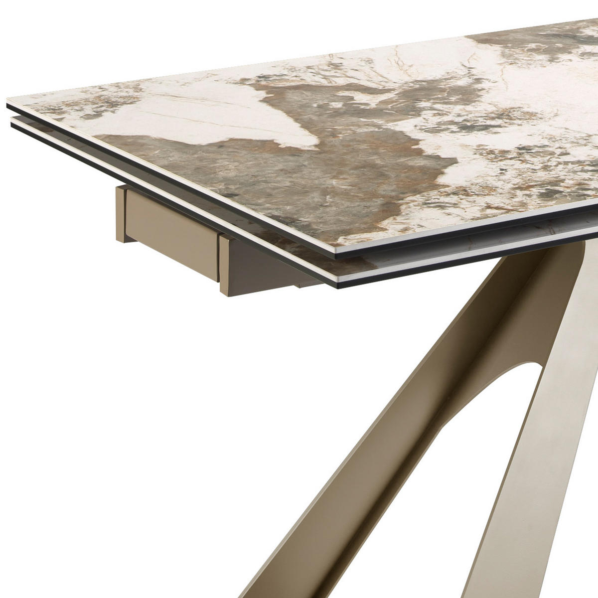 ESSTISCH Rechteckig Weiß Taupe Grau 160/90/76 cm - Goldfarben/Weiß, Stein (90/160/76cm) - ANGEL CERDA
