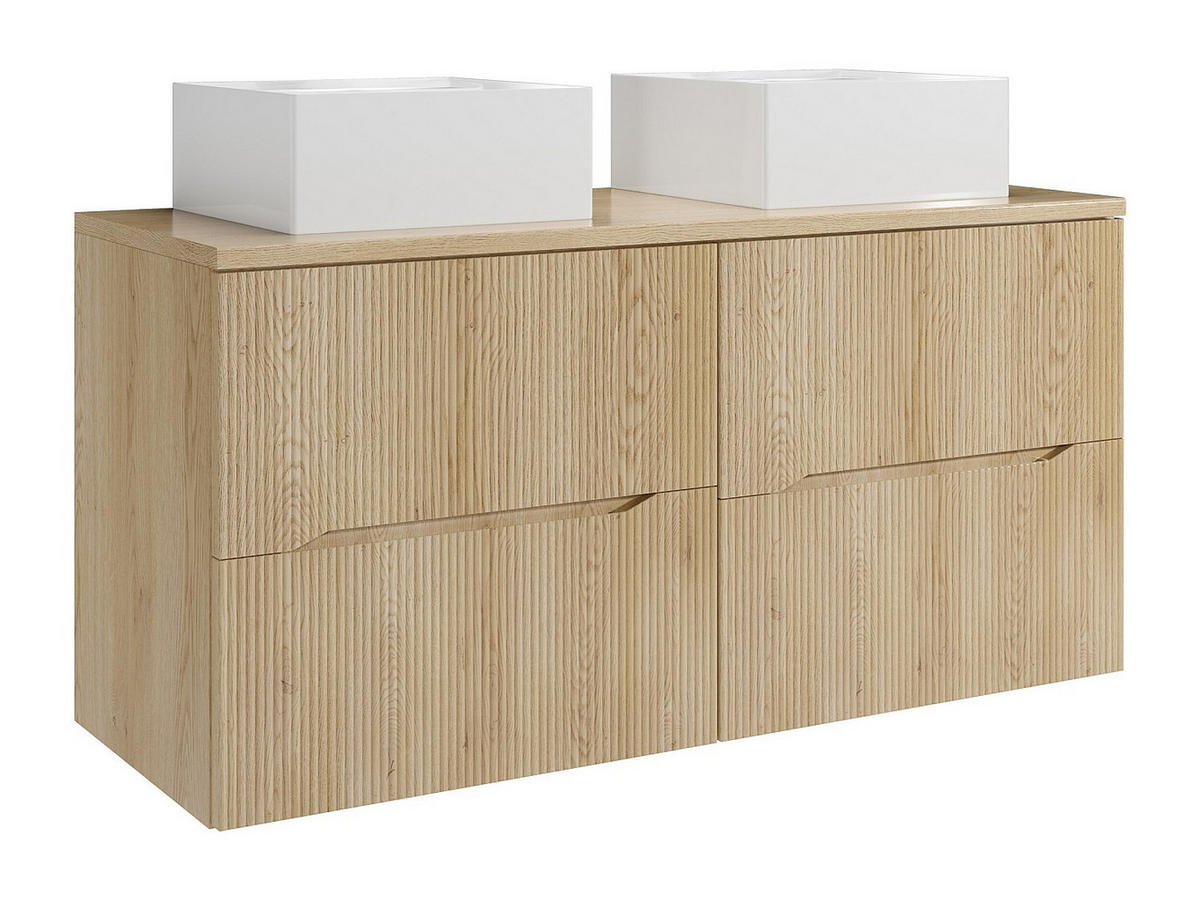 DOPPELWASCHTISCH - 120 cm x 46 cm - Holz, Platte - Naturfarben Hell - ORISO - Naturfarben, Holz (120/57/46cm) - Vente-Unique