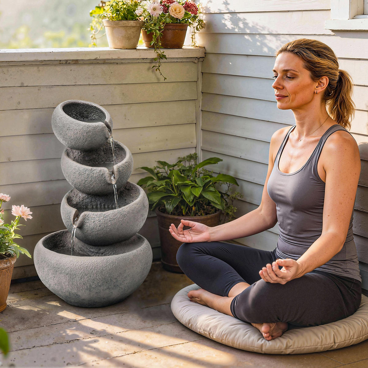 GARTENBRUNNEN Kunstharz Mehrfarbig - Multicolor, Kunststoff (35/32/50cm) - Outsunny