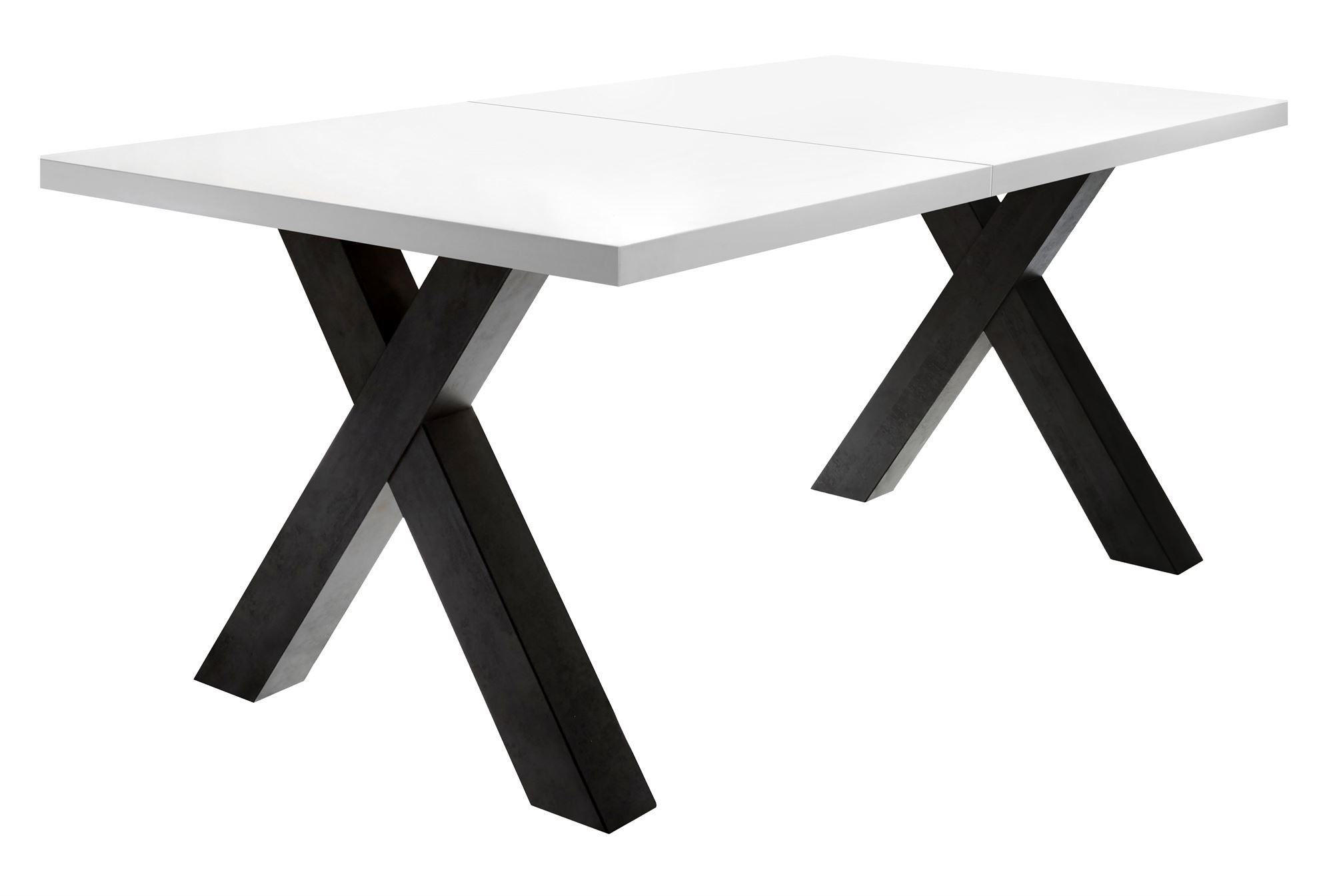 ESSTISCH ausziehbar Eike 7 140 x 90 x 75 Esszimmertisch Schwarzstahl/Weiß Matt Lack - Weiß, Holz (140/90/75cm) - 58aufmkessel