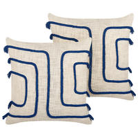 DEKOKISSEN 2er-Set Hellbeige 45/45 cm Pleione - Beige, Naturmaterialien/Textil (45/45cm) - Beliani