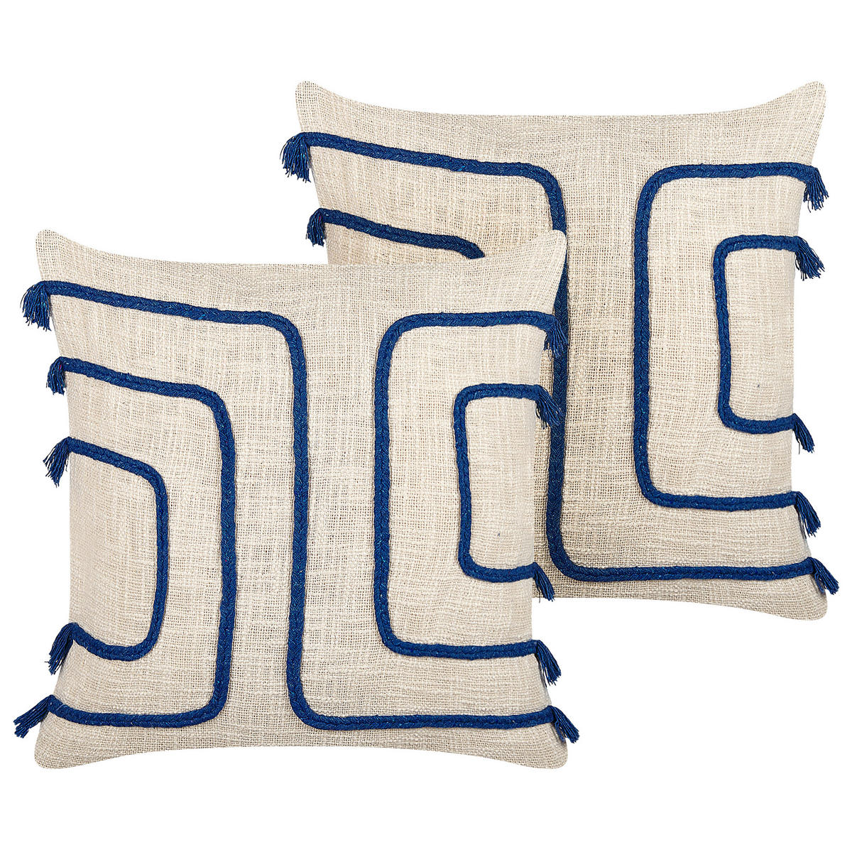 DEKOKISSEN 2er-Set Hellbeige 45/45 cm Pleione - Beige, Naturmaterialien/Textil (45/45cm) - Beliani