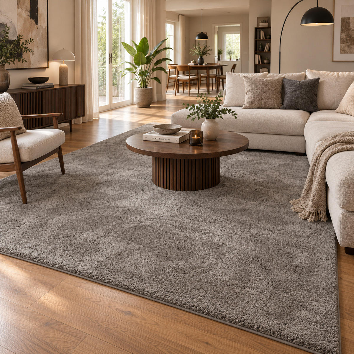 HOCHFLOR SHAGGY TEPPICH PALACE - Grau, Textil (200/250cm) - Snapstyle