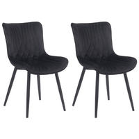 STUHL 2er Set Samt schwarz - Schwarz, Textil/Metall (50/80.5/62cm) - CLP