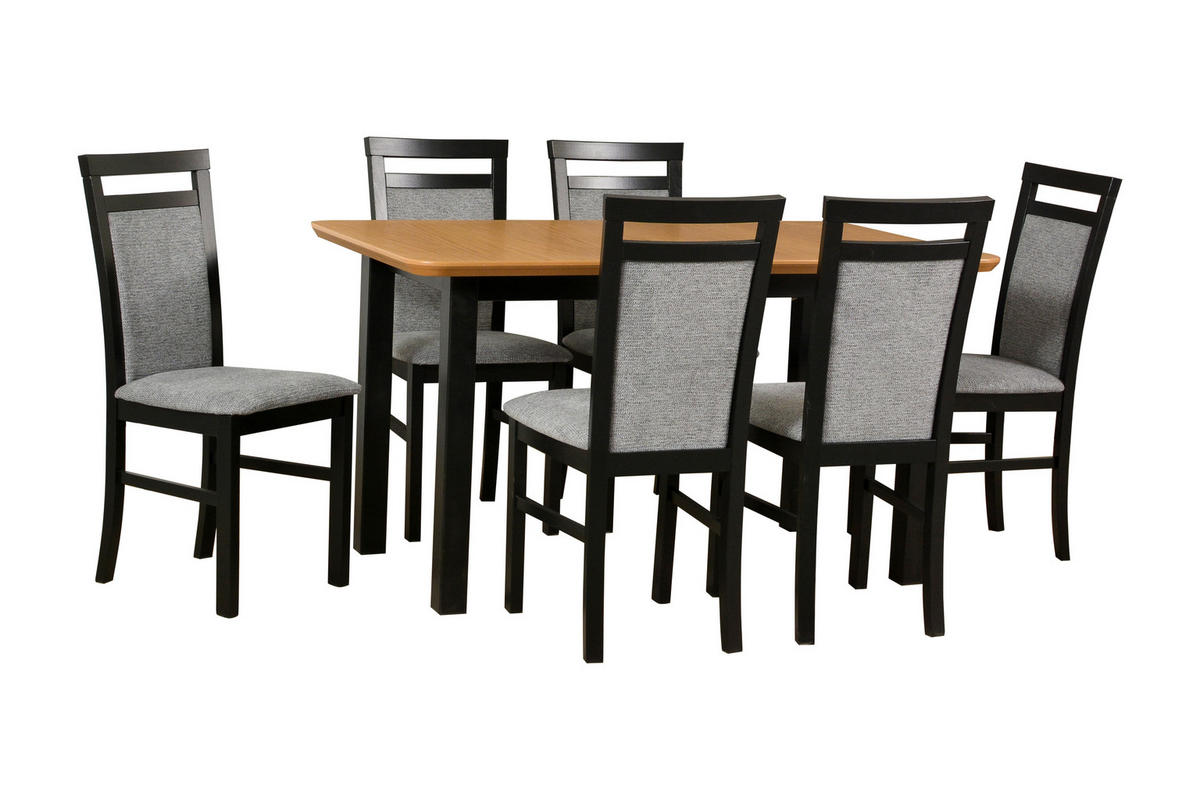 ESSTISCH wenus 2 S, 140-180/80 cm - Wildeiche/Schwarz, Holz (80/140/76cm) - Leaf Design