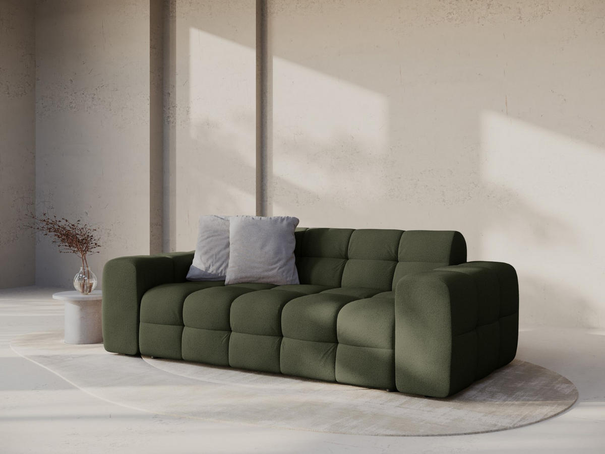 SOFA Kendal aus strukturiertem Stoff amazonasgrün 3 Sitzplätze - Waldgrün, Textil (103/79/222cm) - Micadoni