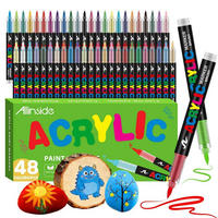ACRYLSTIFTE 48er Set mit 1-5mm Pinselspitze wasserfest - Multicolor, Kunststoff (13/13/13cm)