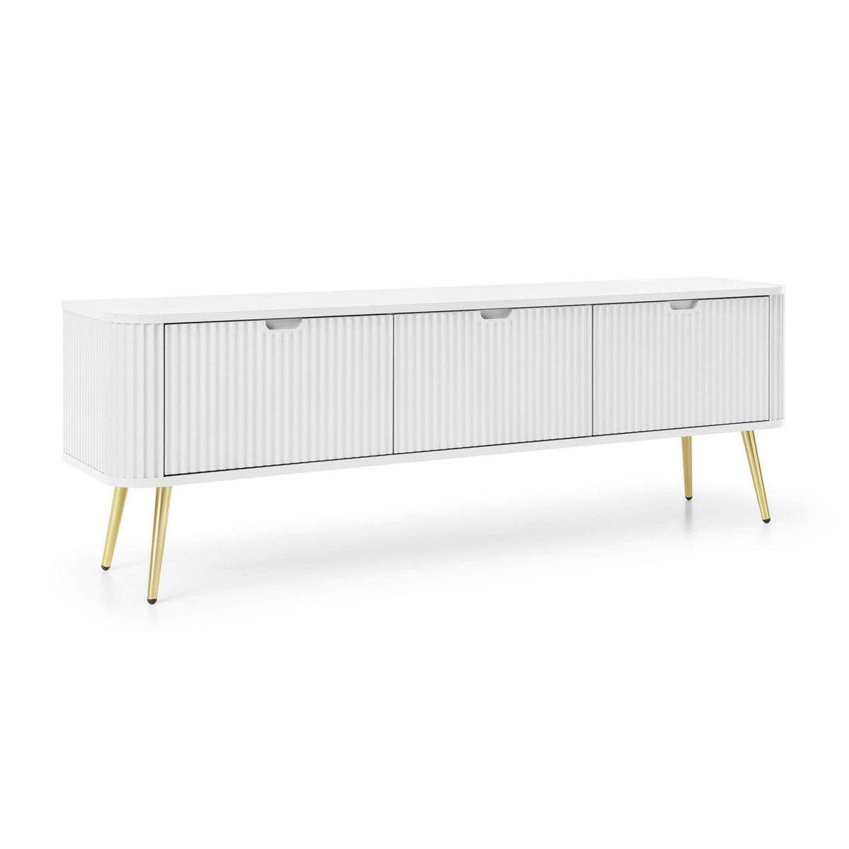 TV stolík Zova biely so zlatými nohami 168/56/39 cm - biela/zlatá, kov/kompozitné drevo (168/56/39cm) - Selsey
