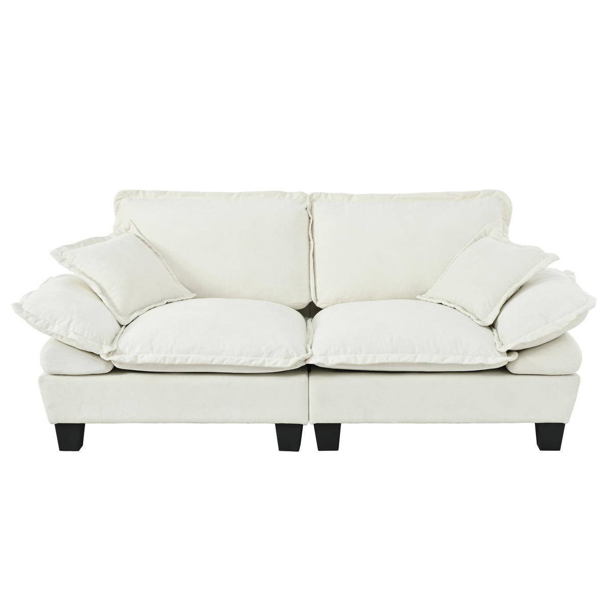 2-SITZER Sofa aus Chenille mit abnehmbaren Armlehnen, beige - Beige, Textil (82/90/194cm)