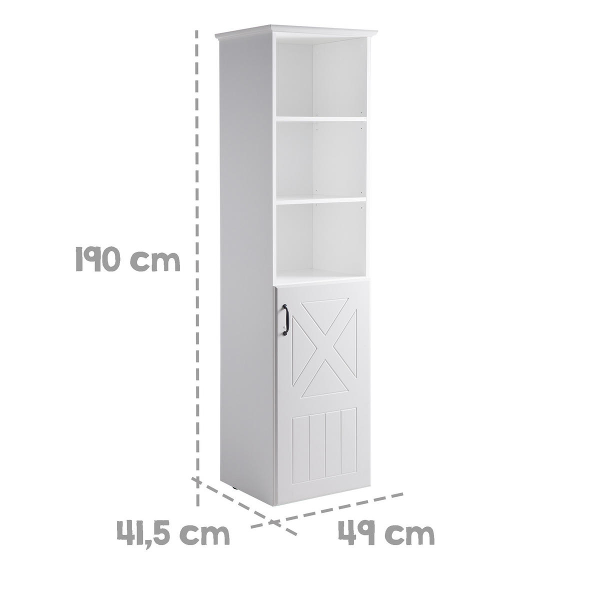 STANDREGAL Constantin - Weiß, Holzwerkstoff (49/190/41.5cm) - Roba