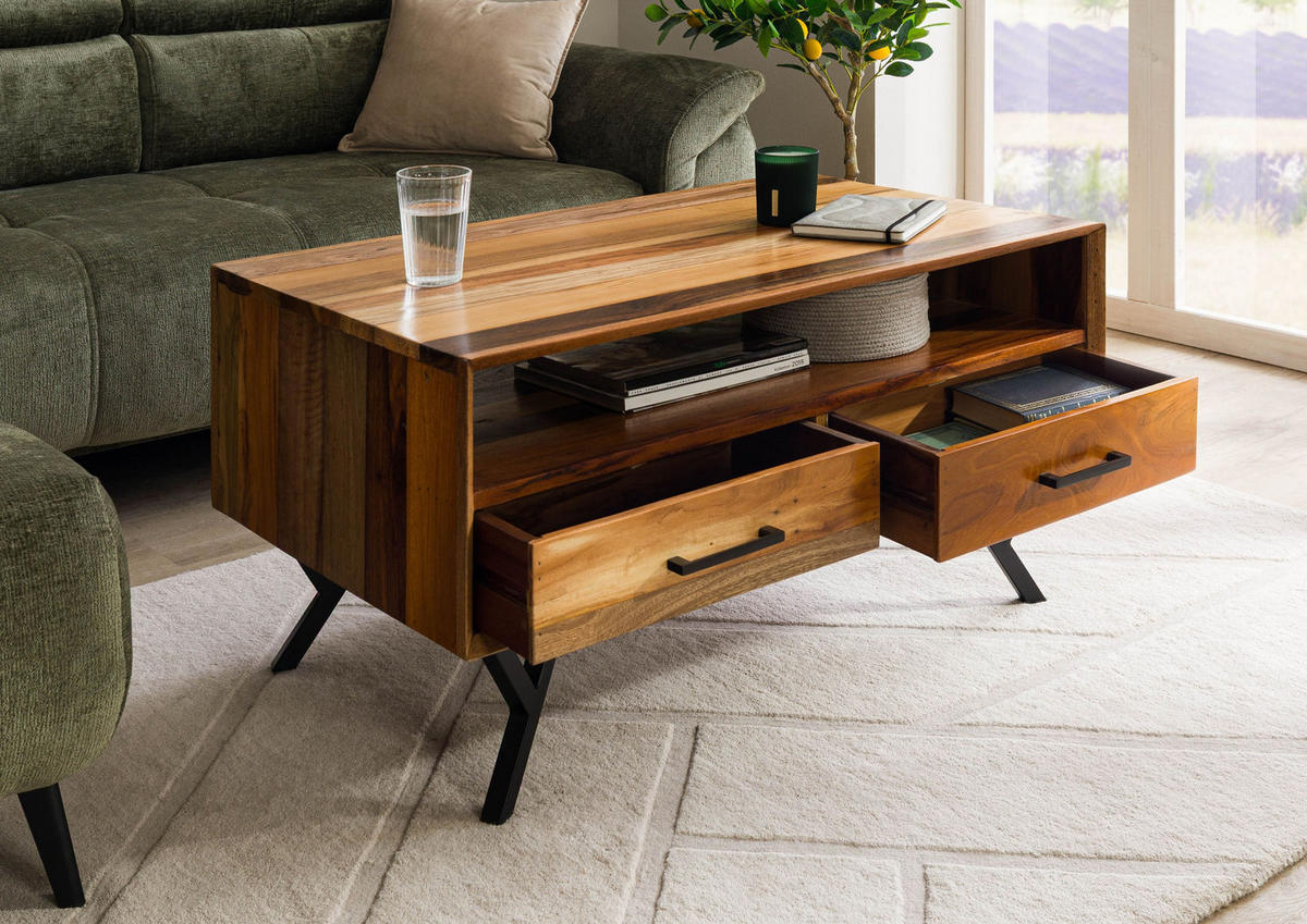 COUCHTISCH Altholz 100x60x51 natur lackiert AVIGNON #115 - Braun, Holzwerkstoff (60/100/51cm) - Massivmoebel24