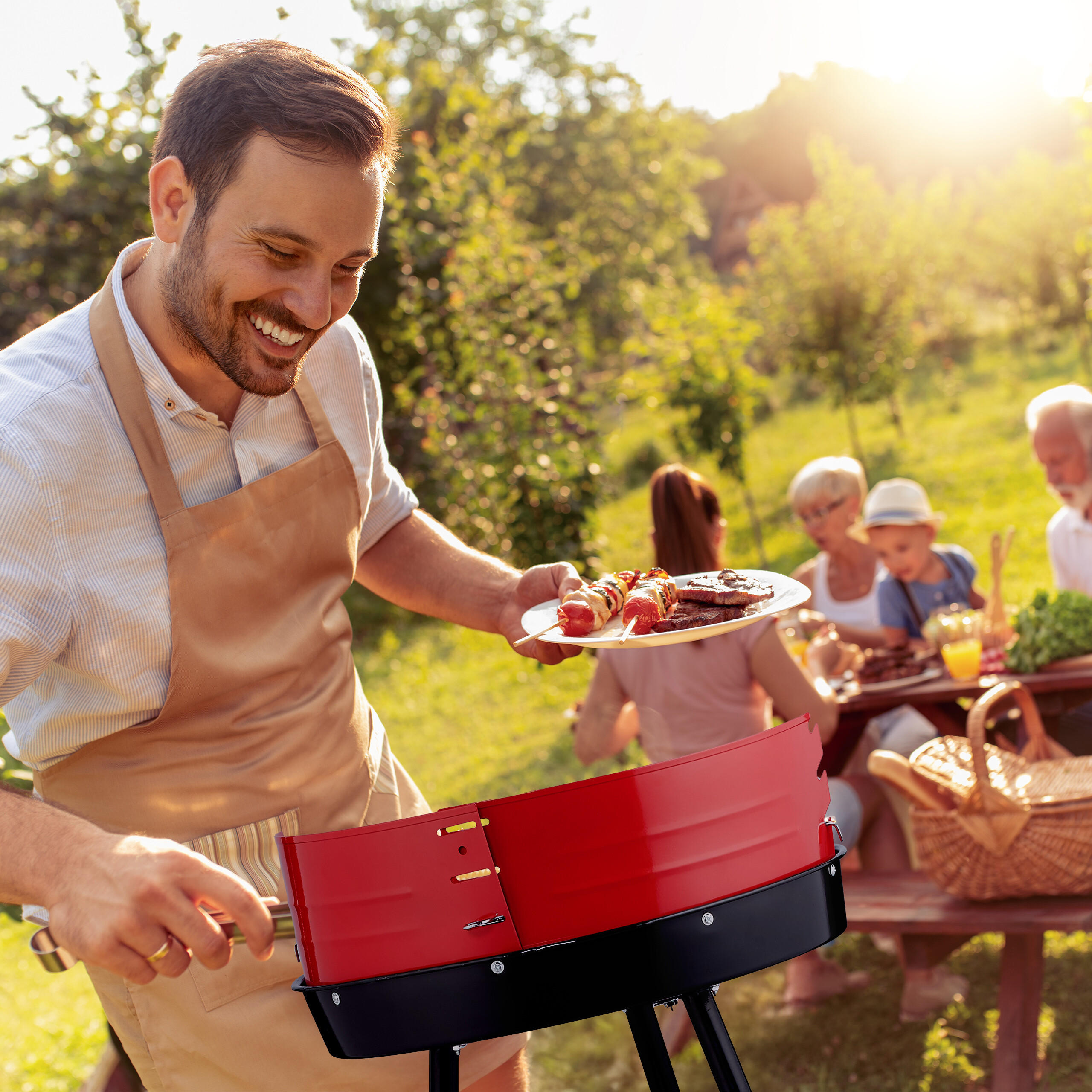 HOLZKOHLEGRILL - Multicolor, Kunststoff/Metall (42/77/60cm) - Relaxdays