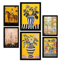 POSTER Set Mit 6 Kräftiger Lebendiger In Vielseitiger A3 & A4 Schwarzer Rahmen - Schwarz, Papier (29/3cm) - Nacnic