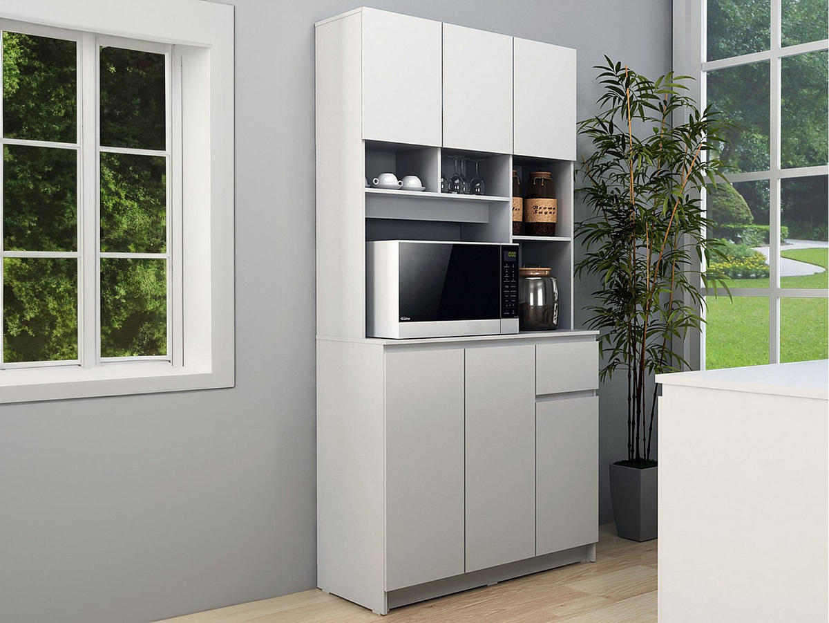 BUFFETSCHRANK - 89.6 cm x 39.9 cm - holz - weiß Nizali - Weiß, Holz (89/181/39cm) - Vente-Unique