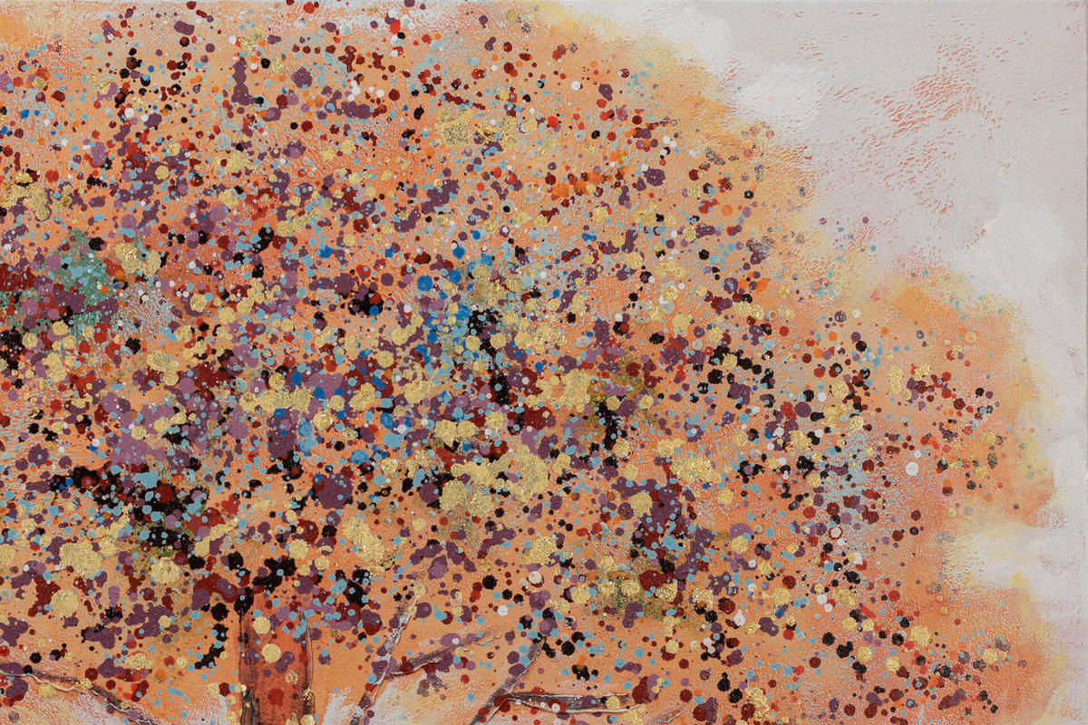 ACRYLBILD HANDGEMALT 100/70 cm - Rot/Orange, Holz/Textil (2.3/70cm) - KUNSTLOFT