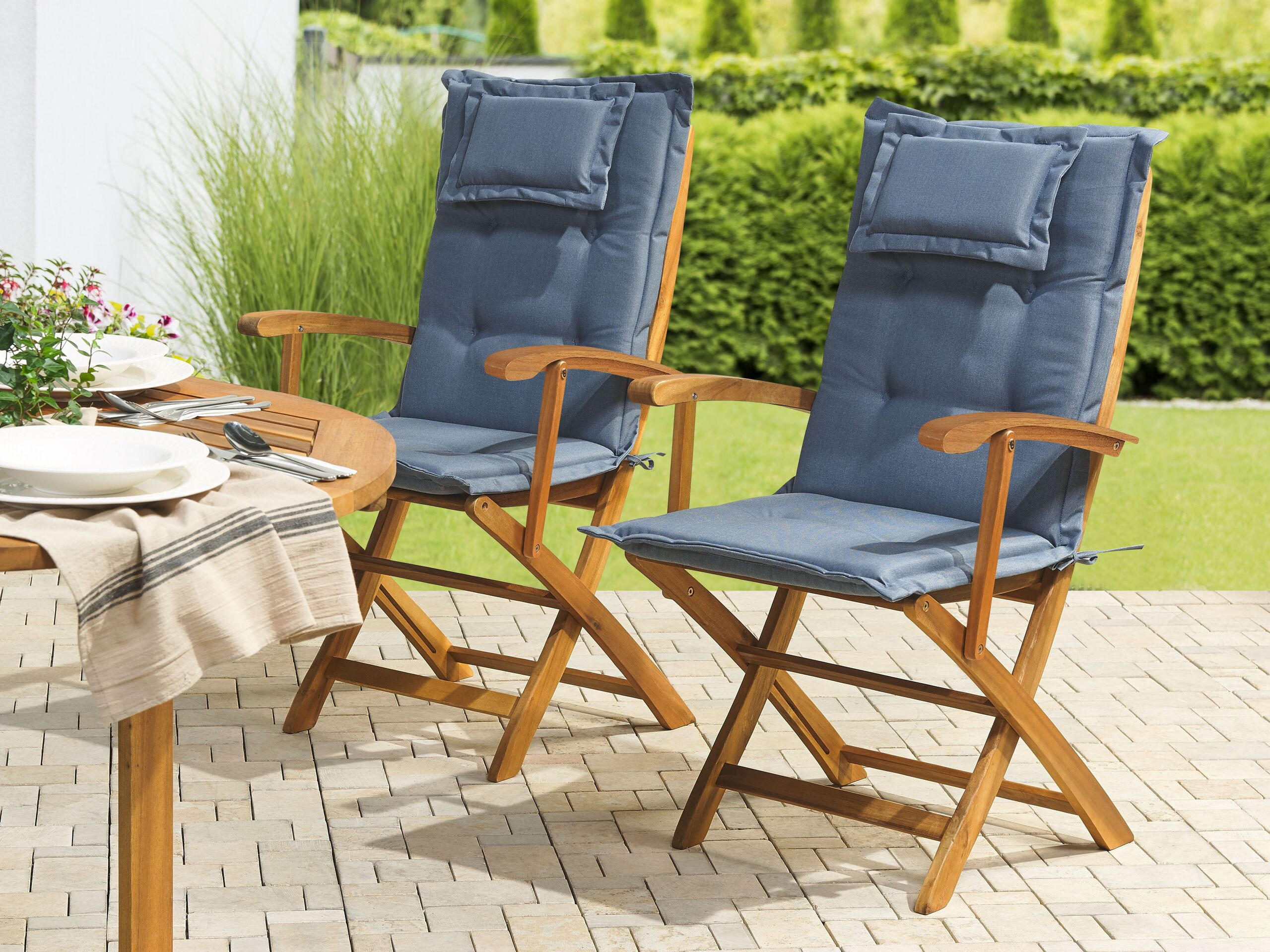SESSELAUFLAGE 2er Set Blau Maui - Blau, Textil (42/55/40cm) - Beliani