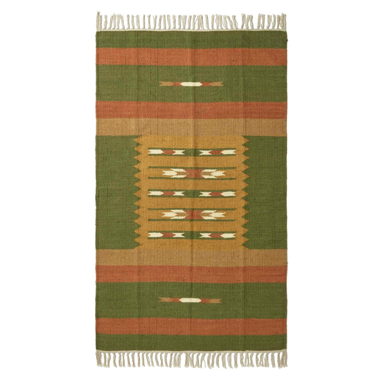 KELIM-TEPPICH Lundi Green handgewebt 120/170 cm - Multicolor, Textil (120/170cm) - Homescapes