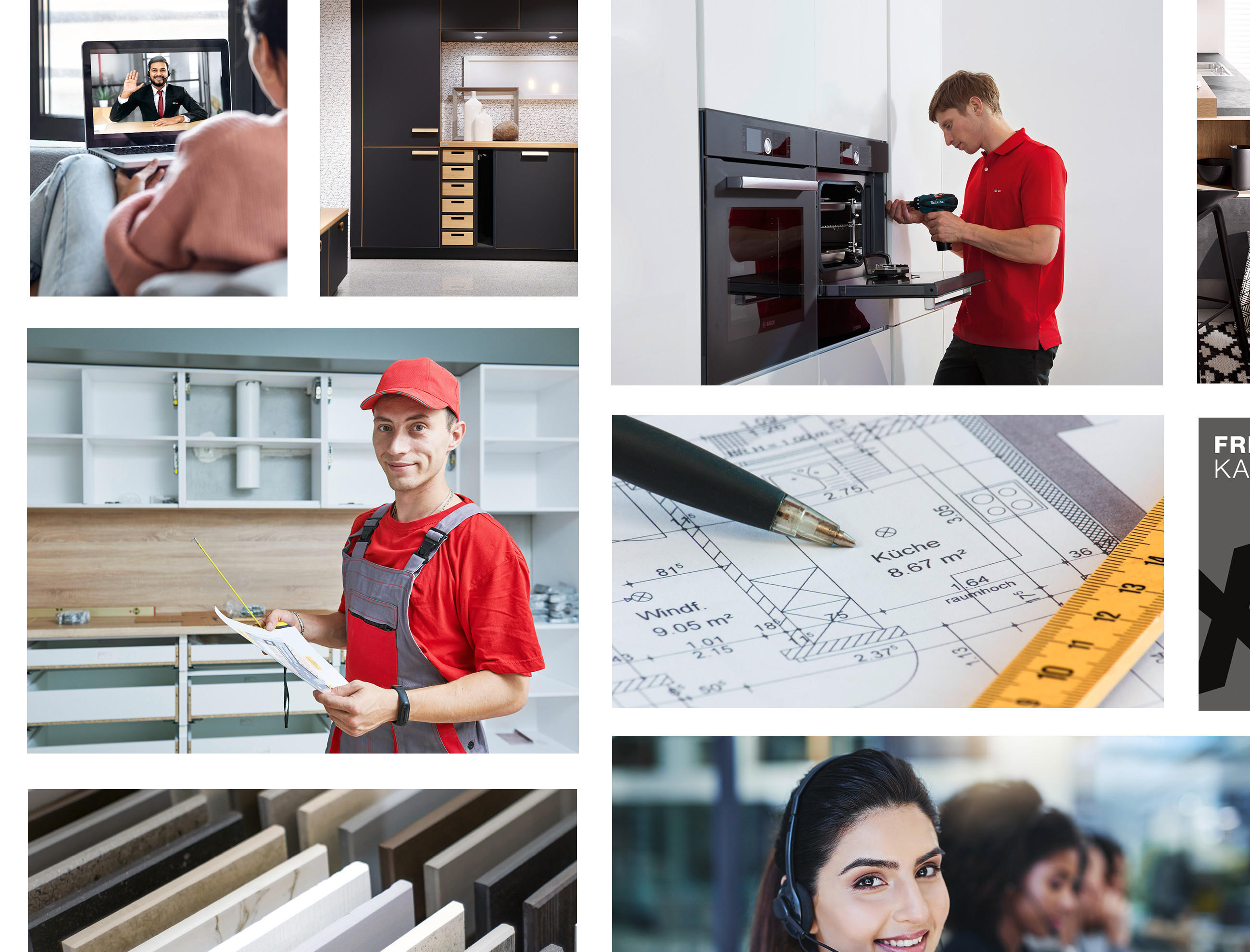 Collage unterschiedlicher Küchen-Services bei XXXLutz