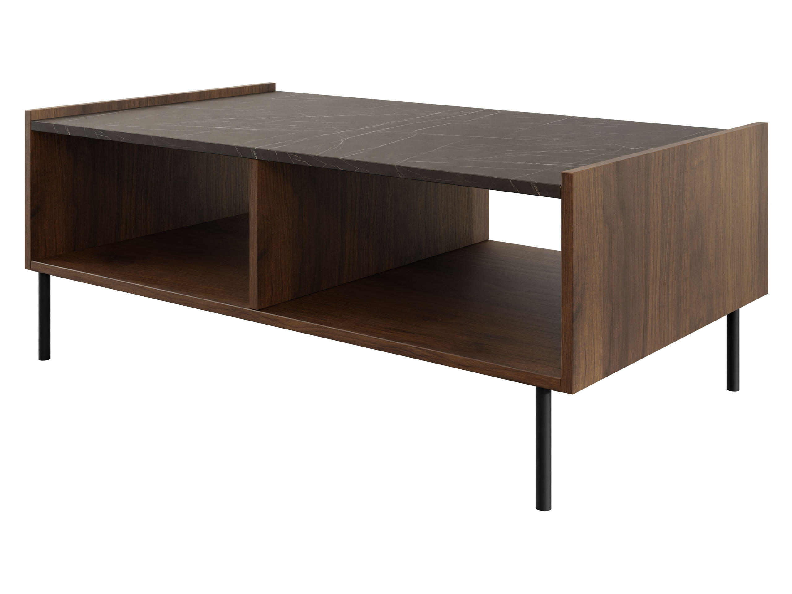 COUCHTISCH Tewos L97 - Nussbaumfarben/Schwarz, Holzwerkstoff/Metall (60/97/39cm) - MIRJAN24