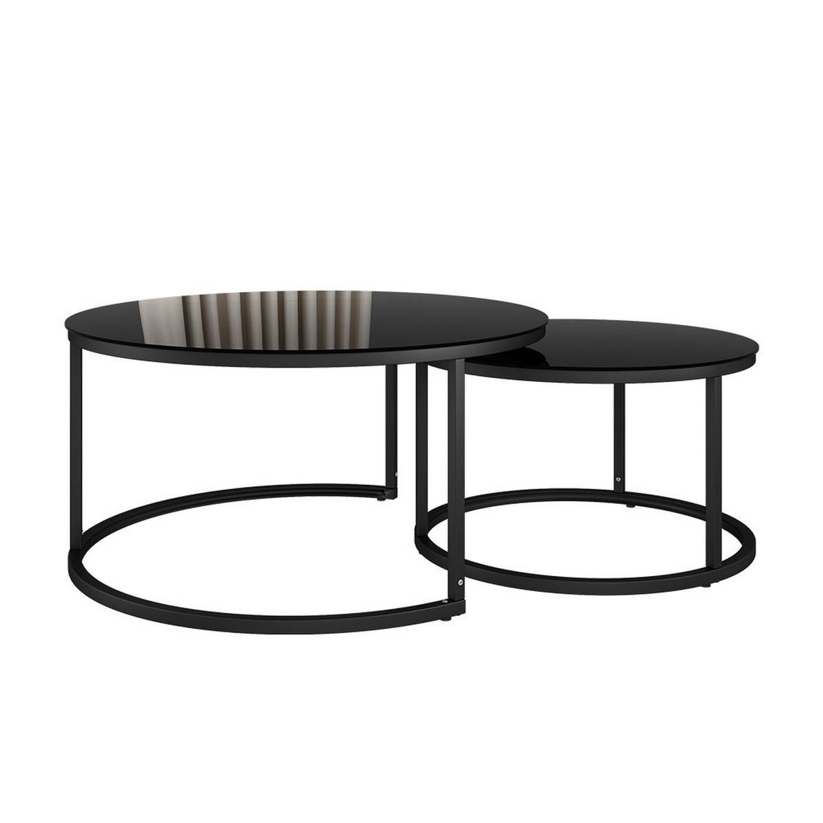 COUCHTISCH-SET Montreal Schwarz 77 x 77 cm 2 Teile - Schwarz Hochglanz, Glas (77/77/39.5cm) - Vicco