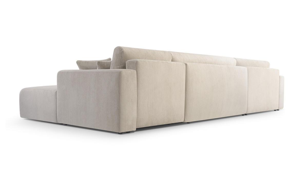 WOHNLANDSCHAFT Catea Weiß 364/145/85 cm mit Schlaffunktion - Creme/Schwarz, Kunststoff/Textil (364/84/145cm) - AX Living
