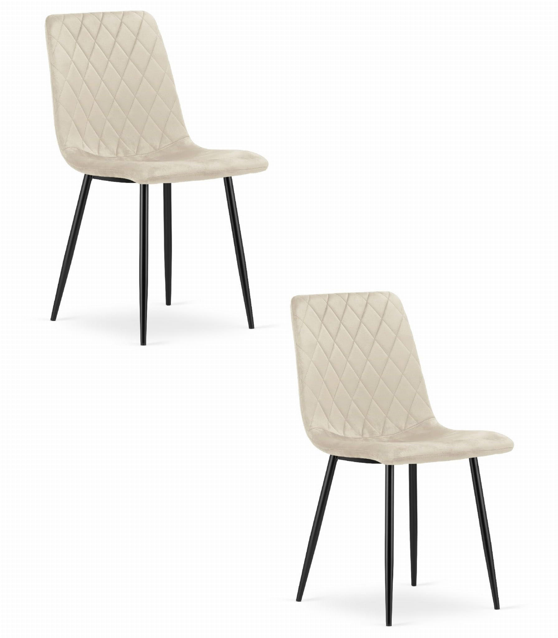 ESSZIMMERSTUHL 2er Set Beige Velours, Bequeme Sitzfläche, Metallfüße - Beige, Textil (51/86/56cm) - Best For Home