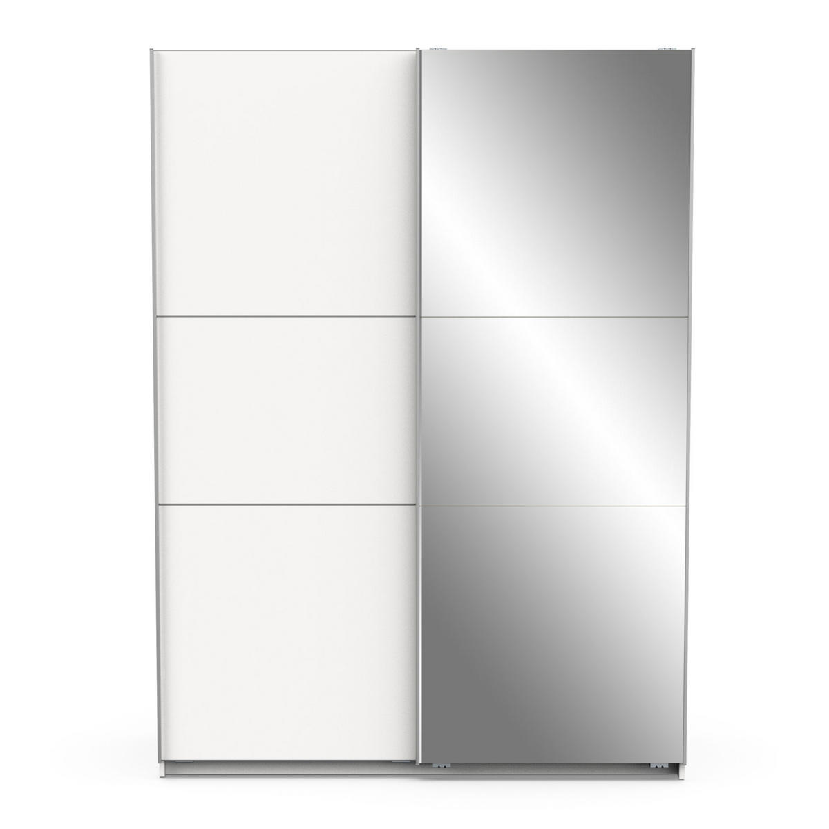 KLEIDERSCHRANK, 2 Schiebetüren mit Spiegel - GHOST - Weiß - 148 x 59,8 x 203 cm - Weiß, Holz (59.9/203/148cm) - Demeyere