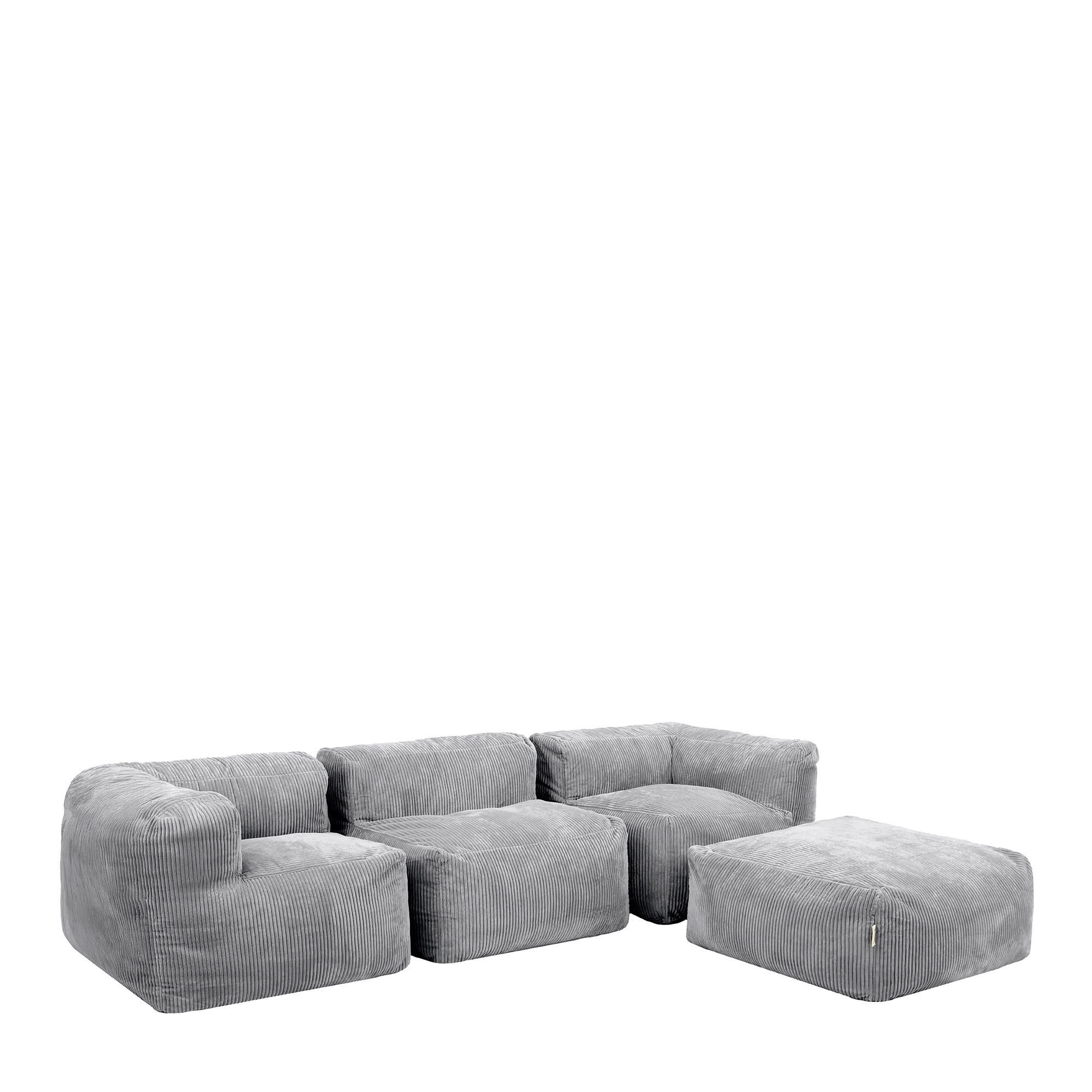 SITZSACK-SOFA 4-tlg. ZEN: 2 Ecksessel, Sessel, Fußstütze - Grau, Textil (500/68/100cm) - icon