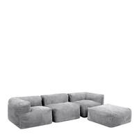 SITZSACK-SOFA 4-tlg. ZEN: 2 Ecksessel, Sessel, Fußstütze - Grau, Textil (500/68/100cm) - icon