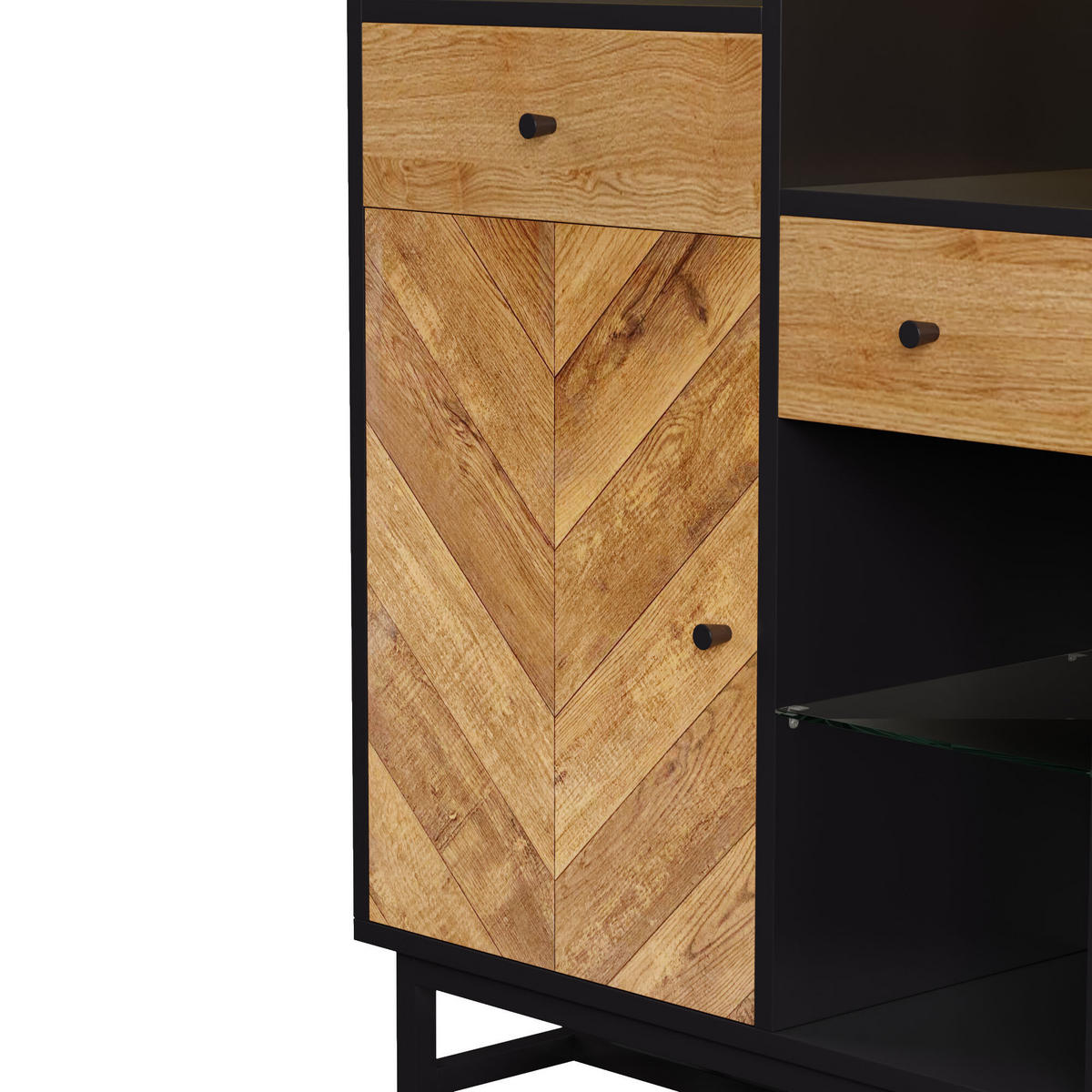 HIGHBOARD Schwarz und Holzoptik 80/40/150,5 cm - Schwarz, Holzwerkstoff (40/150.5/80cm) - Urban Meuble