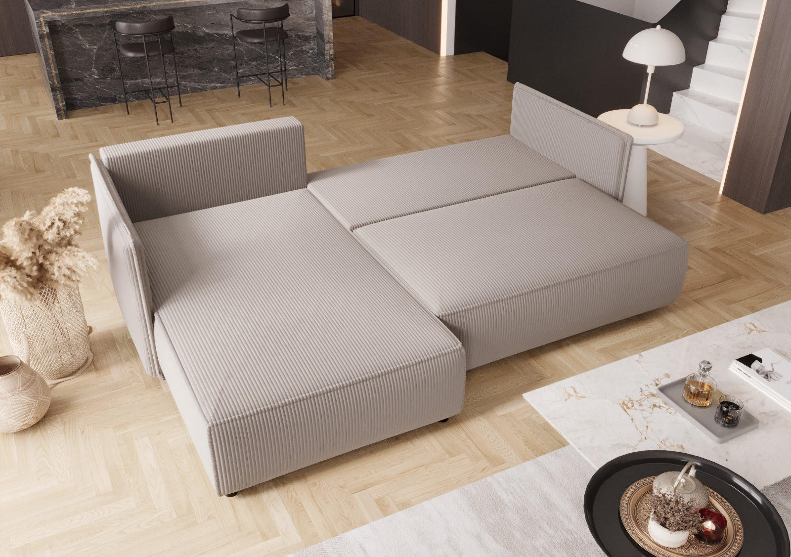 Thumbnail - Luxkor24 Ecksofa, Cappuccino, Textil, L-Form, 245x175 cm, Wohnzimmer, Sofas & Couches, Wohnlandschaften, Ecksofas