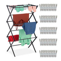 STOJAN na prádlo - čierna, kov/plast (74/106/38cm) - Relaxdays