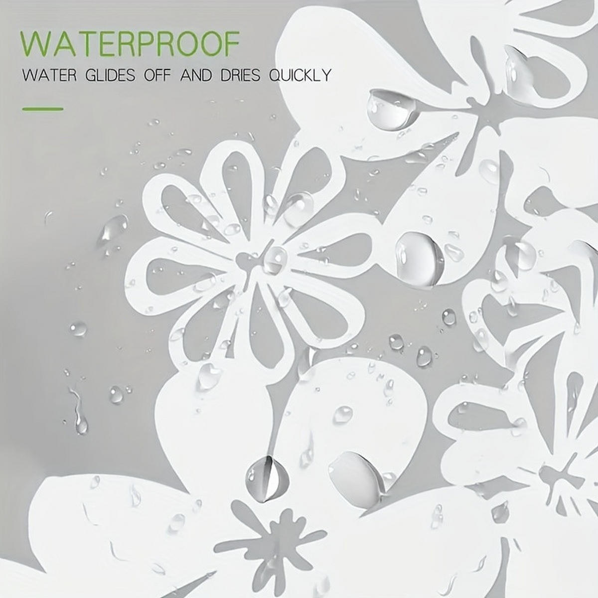 DUSCHVORHANG transparent floral PEVA wasserdicht 180 x 180 cm mit Haken Badezimmer - Transparent, Kunststoff (180/180cm) - MCBOSON