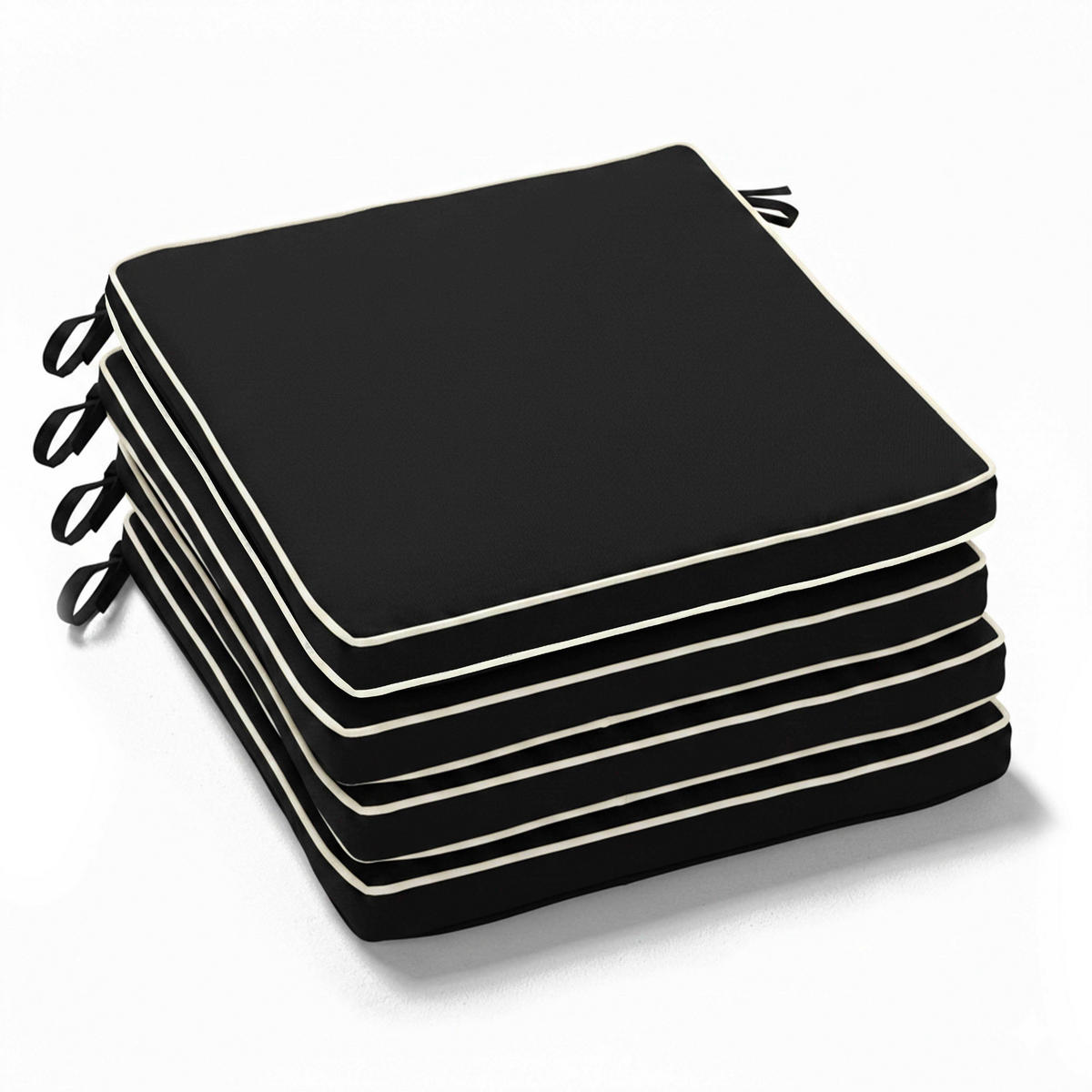 SITZKISSEN 4-tlg., Schwarz - Schwarz, Textil (40/4.5/40cm) - Oviala