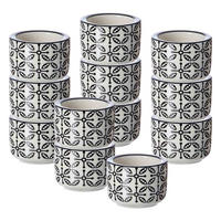 TEELICHTHALTER Takeo Leaves schwarz-weiß ø 6 cm 12er Set - Schwarz/Weiß, Keramik (4cm) - Ritzenhoff Breker