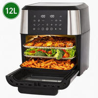 HEISSLUFTFRITTEUSE 12-in-1, 12L mit Dual-Tray 360°Heißluftzirkulation - Schwarz, Metall (33/38/35cm)