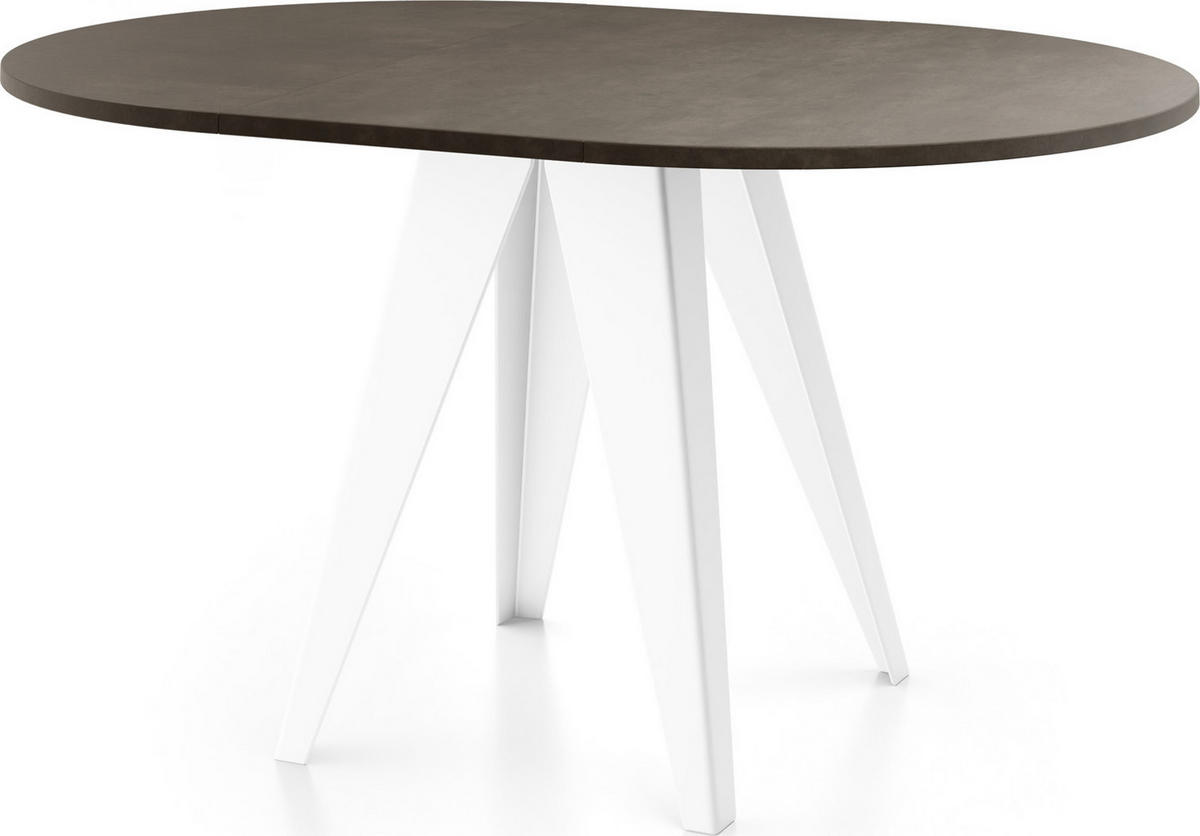 ESSTISCH Griffin runder ausziehbarer, Dunkelgrauer Chicago Beton 100-140/100/76 cm - Dunkelgrau/Weiß, Holzwerkstoff/Metall (100/100/76cm) - WFL GROUP
