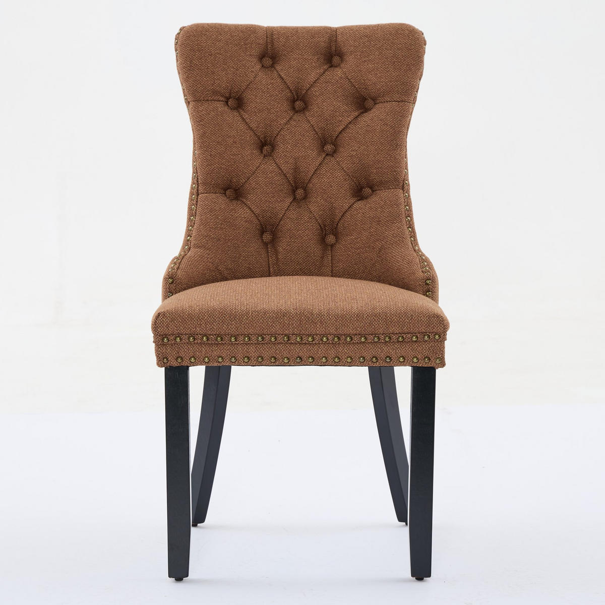 STUHL-SET DE-36335 2 Stück mit Leinenbezug Kaffee - Braun, Holz (50/95/65cm) - ComfortXL