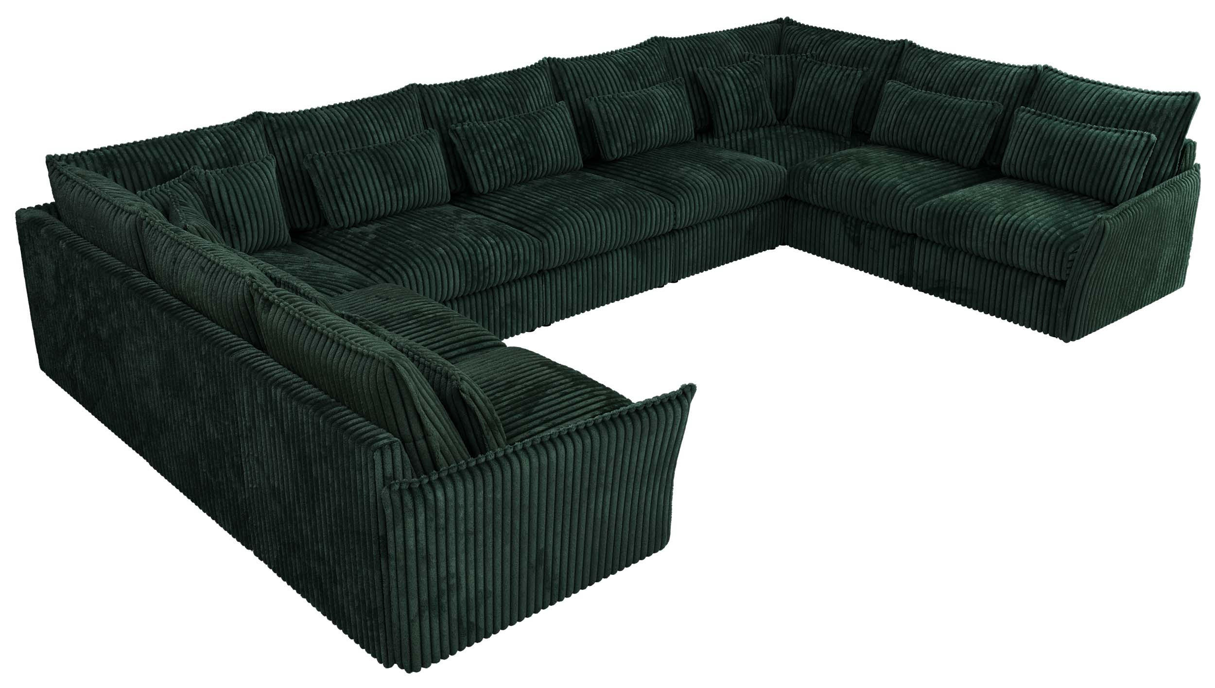 WOHNLANDSCHAFT VERSO U 9M Grün Cord - Schwarz/Grün, Kunststoff/Textil (442/93/270cm) - MKS