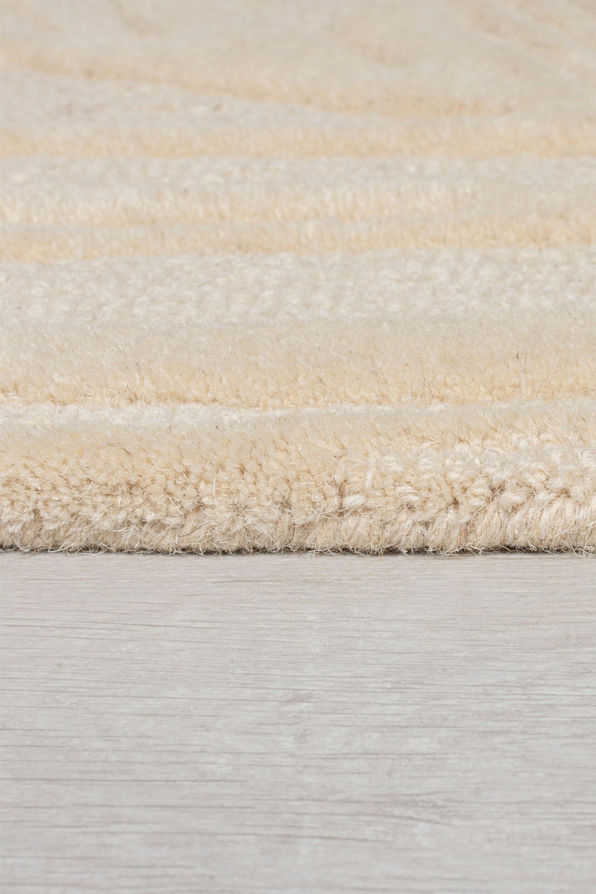 WOLLTEPPICH Blatt-Design, handgetuftet LEVEN LEE, Beige 60x230 cm - Beige, Textil (60/230cm) - KADIMA DESIGN