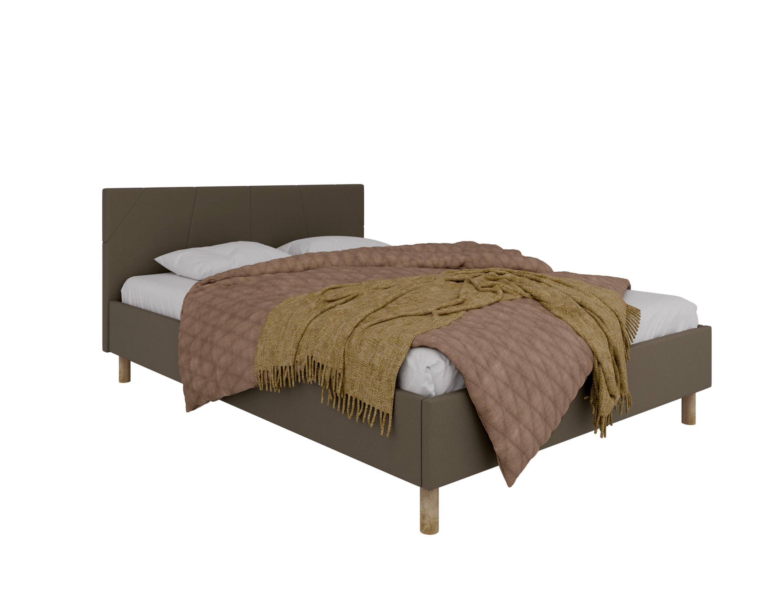 POLSTERBETT ALMORE 140x200cm, 7-Zonen-Taschenfederkernmatratze CIRA (24 cm), braun - Braun, Holz (140/200cm) - Homesy