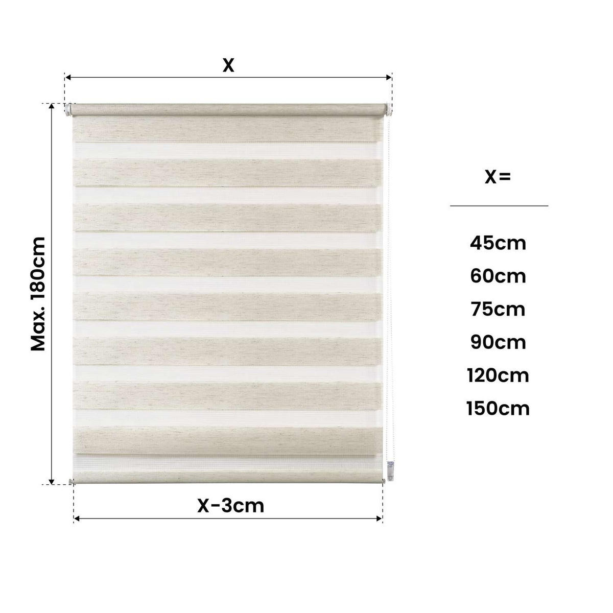 DOPPELROLLO Leinen, 45 cm x 180 cm - Beige, Kunststoff (45/180cm) - STORESDECO