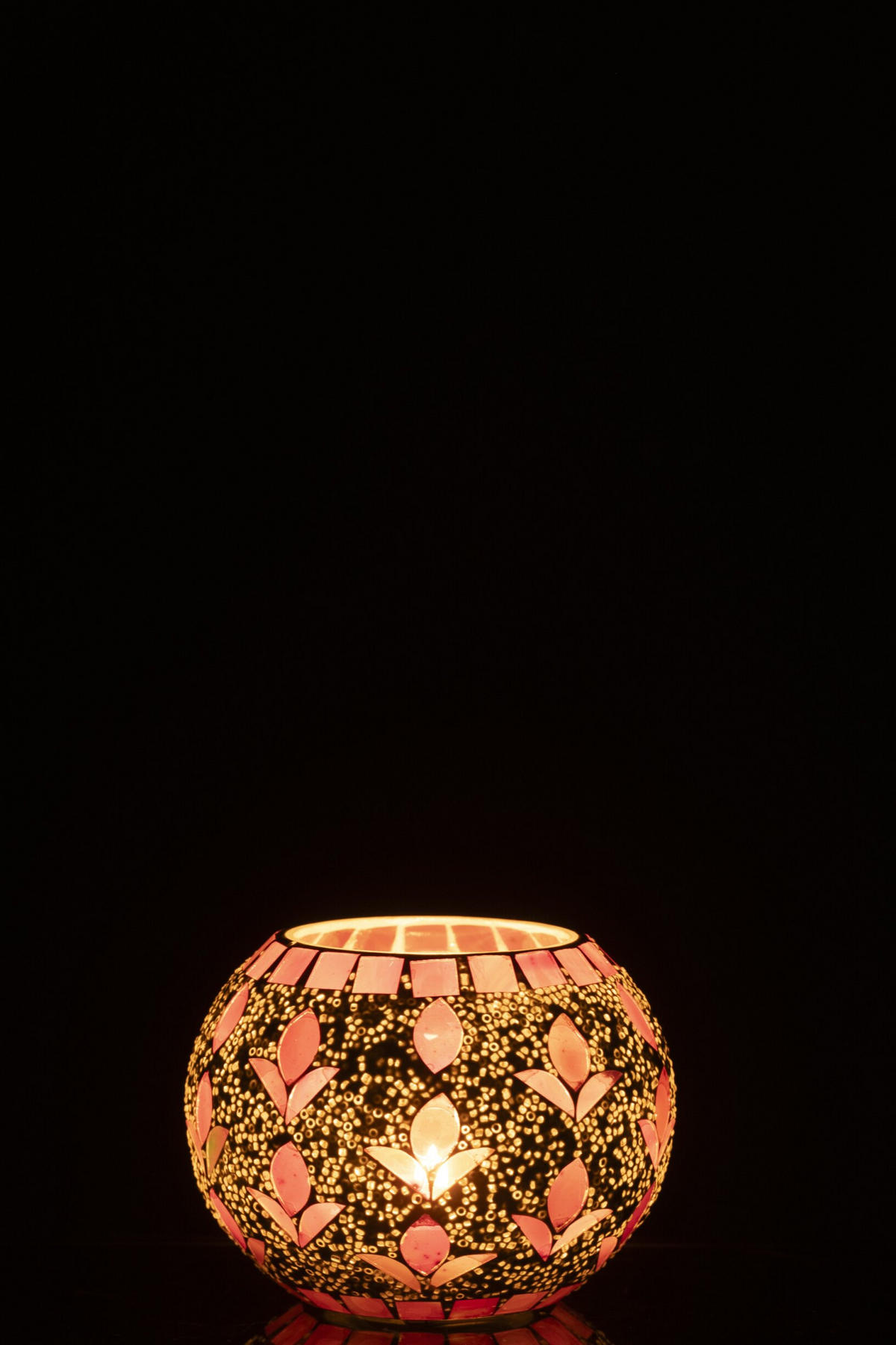 KERZENSTÄNDER GEBROCHENES Weiß - Pink, Glas (10/8.5cm) - J-Line