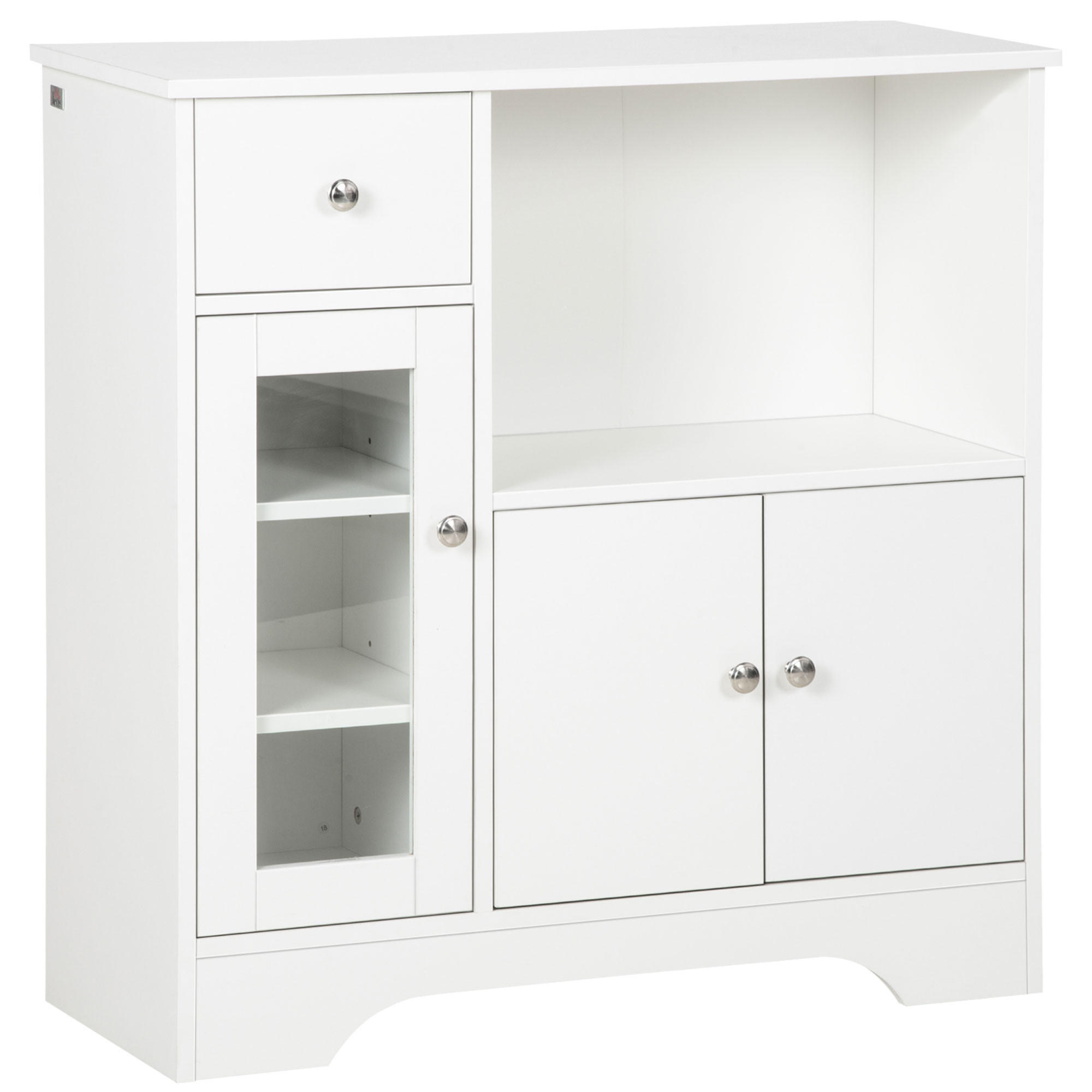 SIDEBOARD DE-11055 Glasfront, Schublade & verstellbare Böden Weiß - Weiß, Holzwerkstoff (80/82/30cm) - ComfortXL